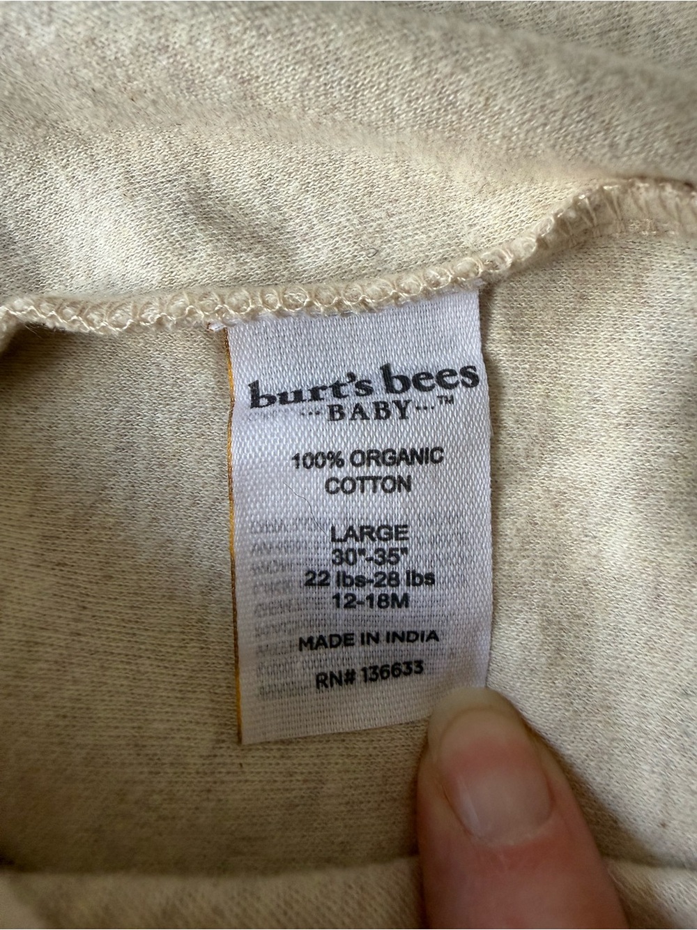 Burt’s Bees Baby Beekeeper Organic Cotton Wearable Blanket Sleep Sack 12-18M - Picture 4 of 5
